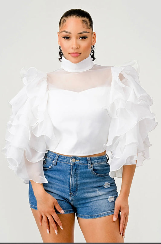 Making A Statement Ruffle Sleeves Top