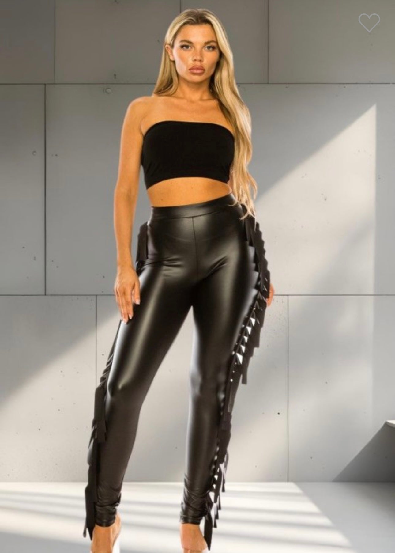 Faux Leather Fringe Pants