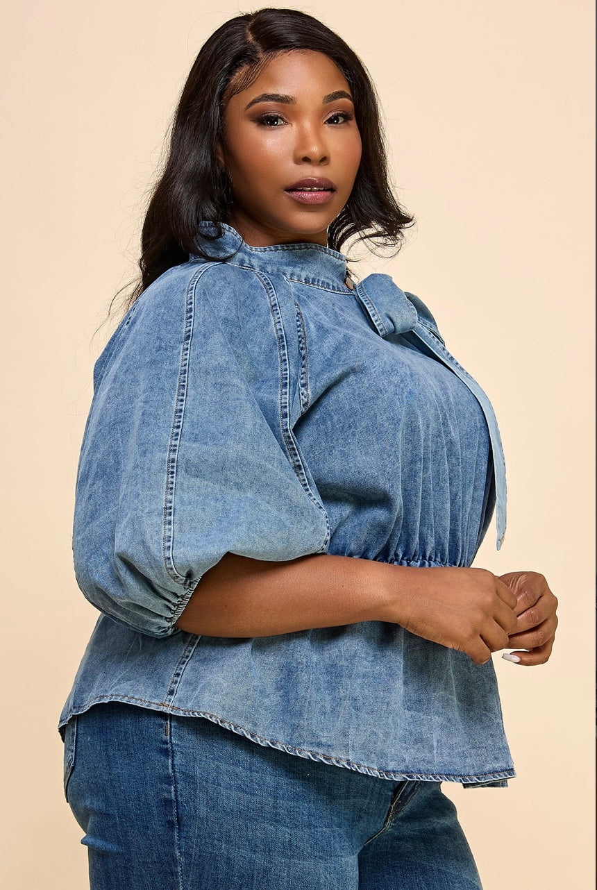 Tie The Knot Denim Top (Plus)