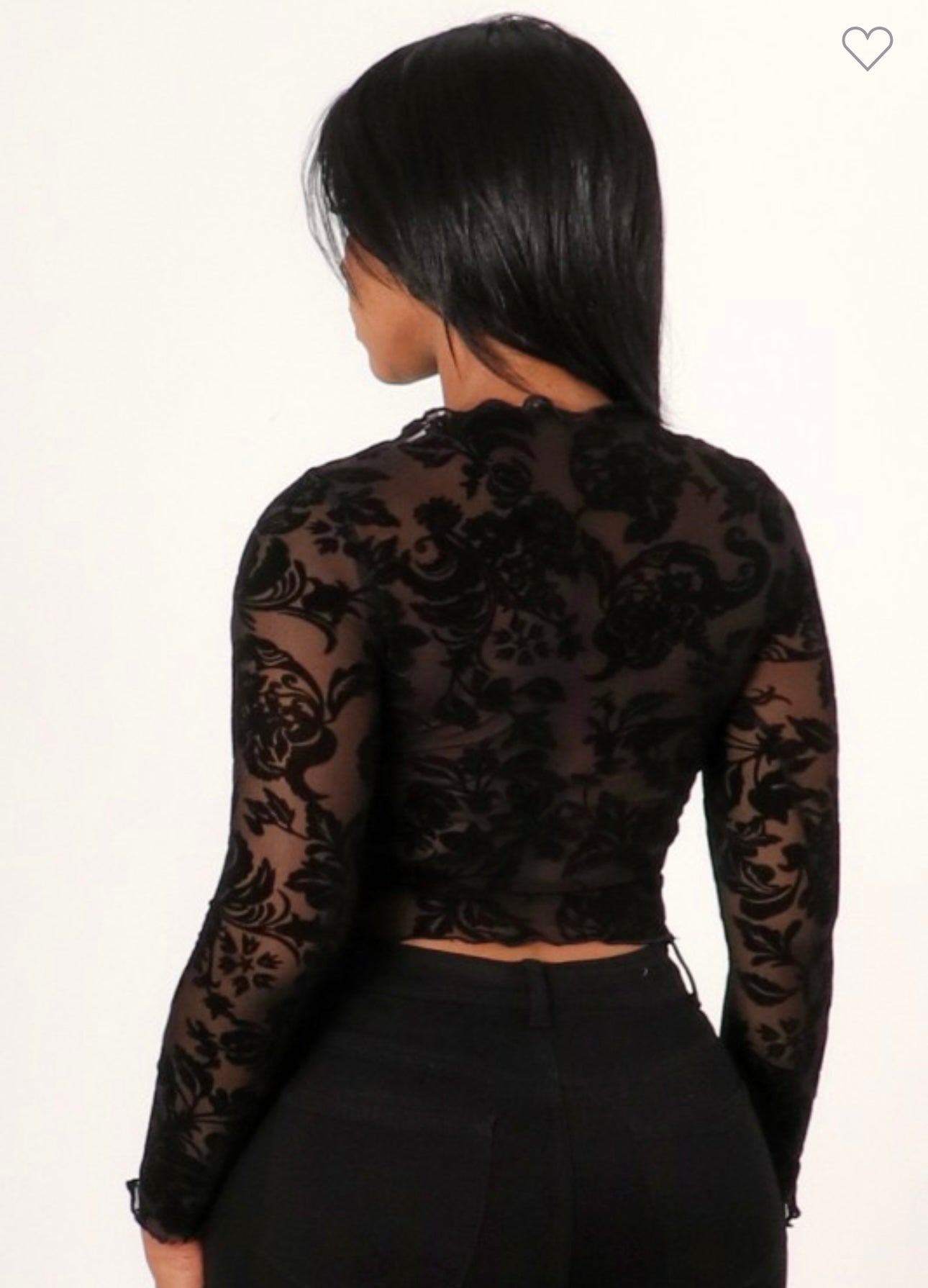 Floral Burnt Velvet Mesh Crop