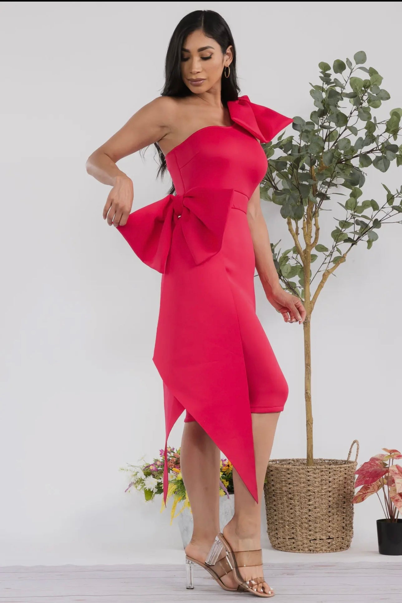 One Shoulder Bow Detail Dress