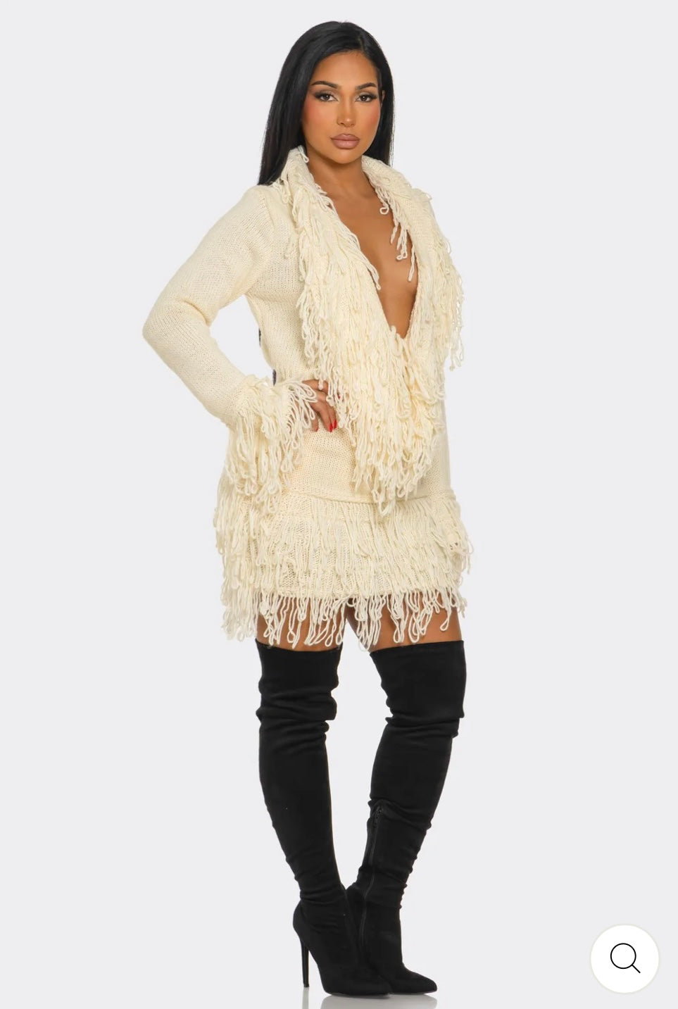 Fringe Knit Skirt Set