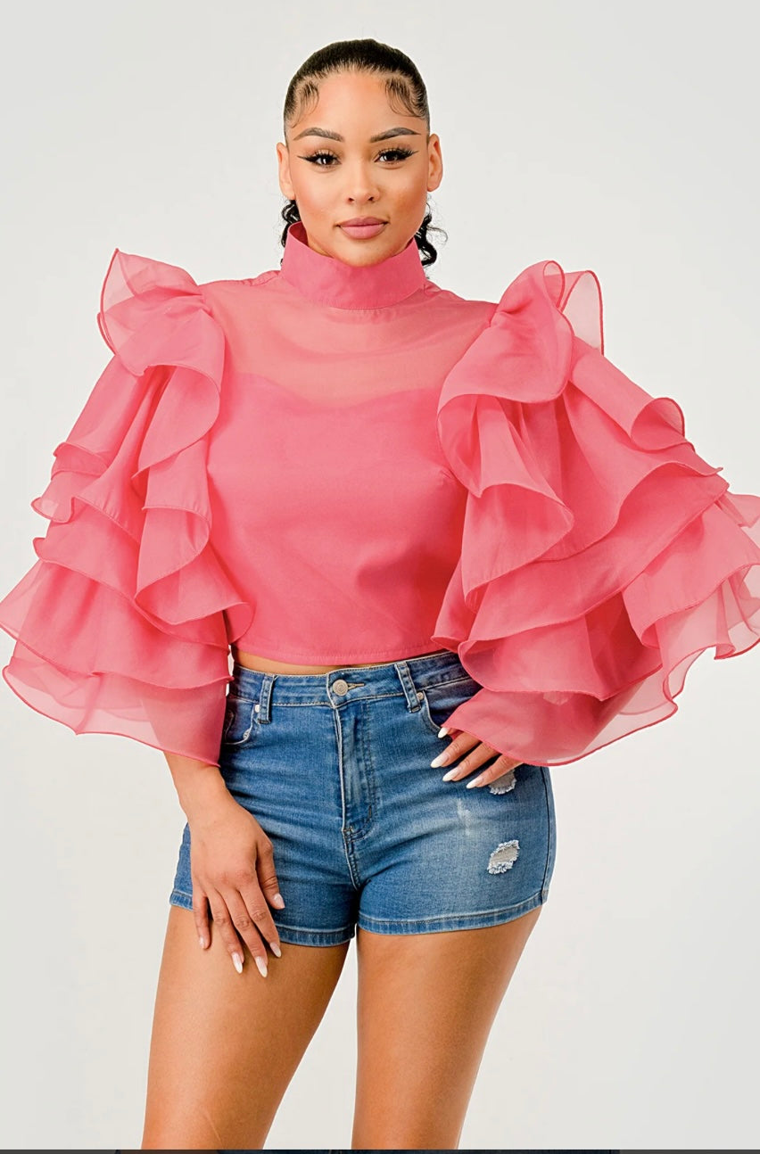 Making A Statement Ruffle Sleeves Top (Plus)
