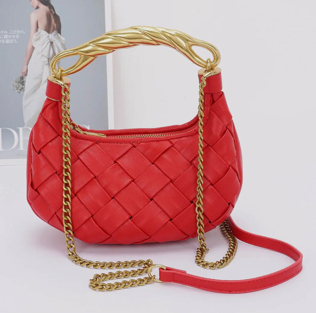 Faux Leather Braided Purse
