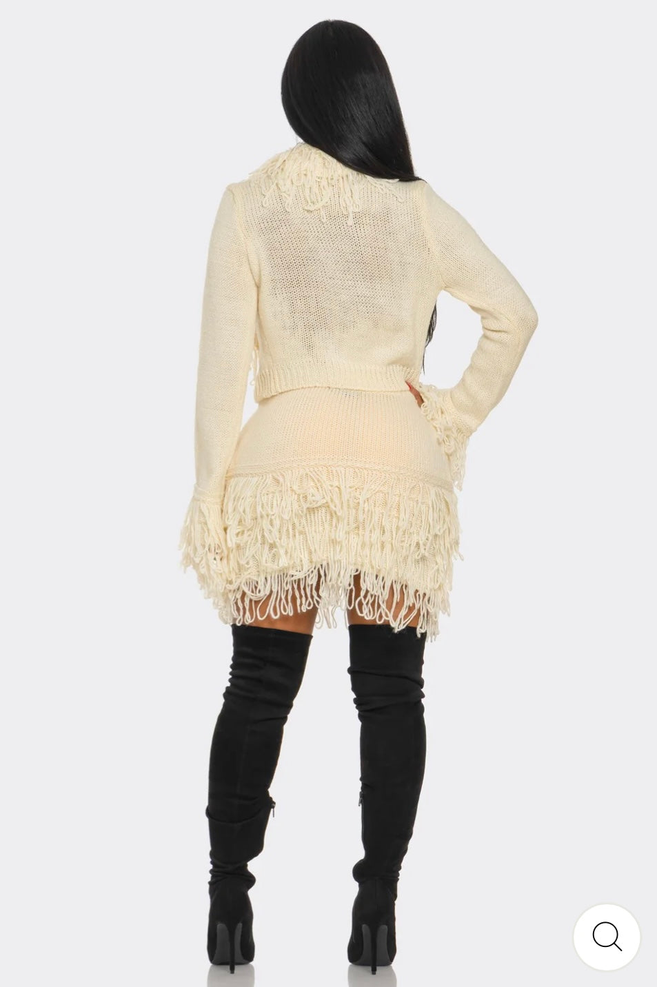 Fringe Knit Skirt Set