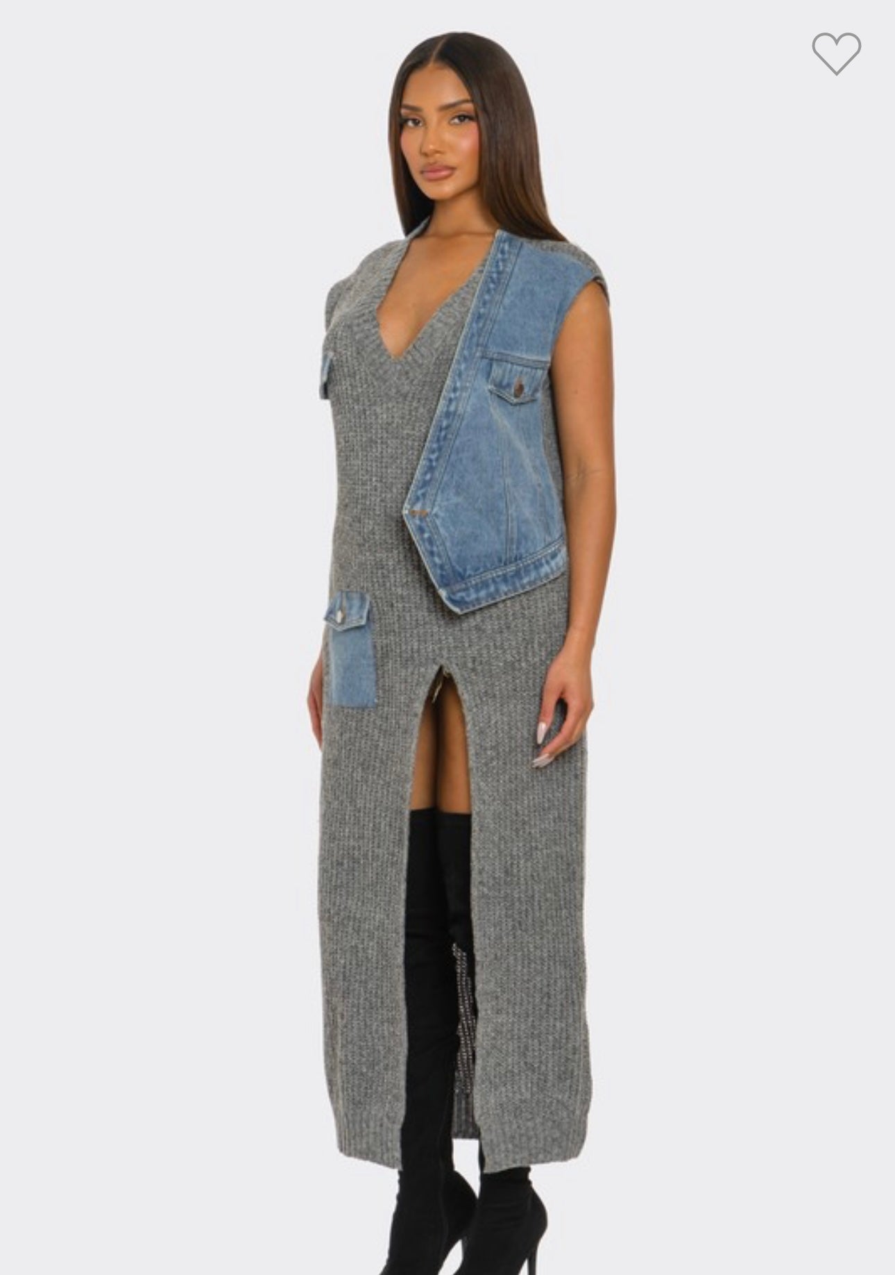 Urban Edge Knit & Denim Dress