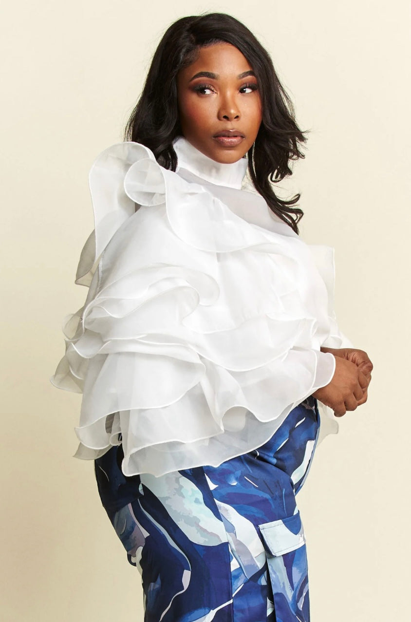 Making A Statement Ruffle Sleeves Top (Plus)