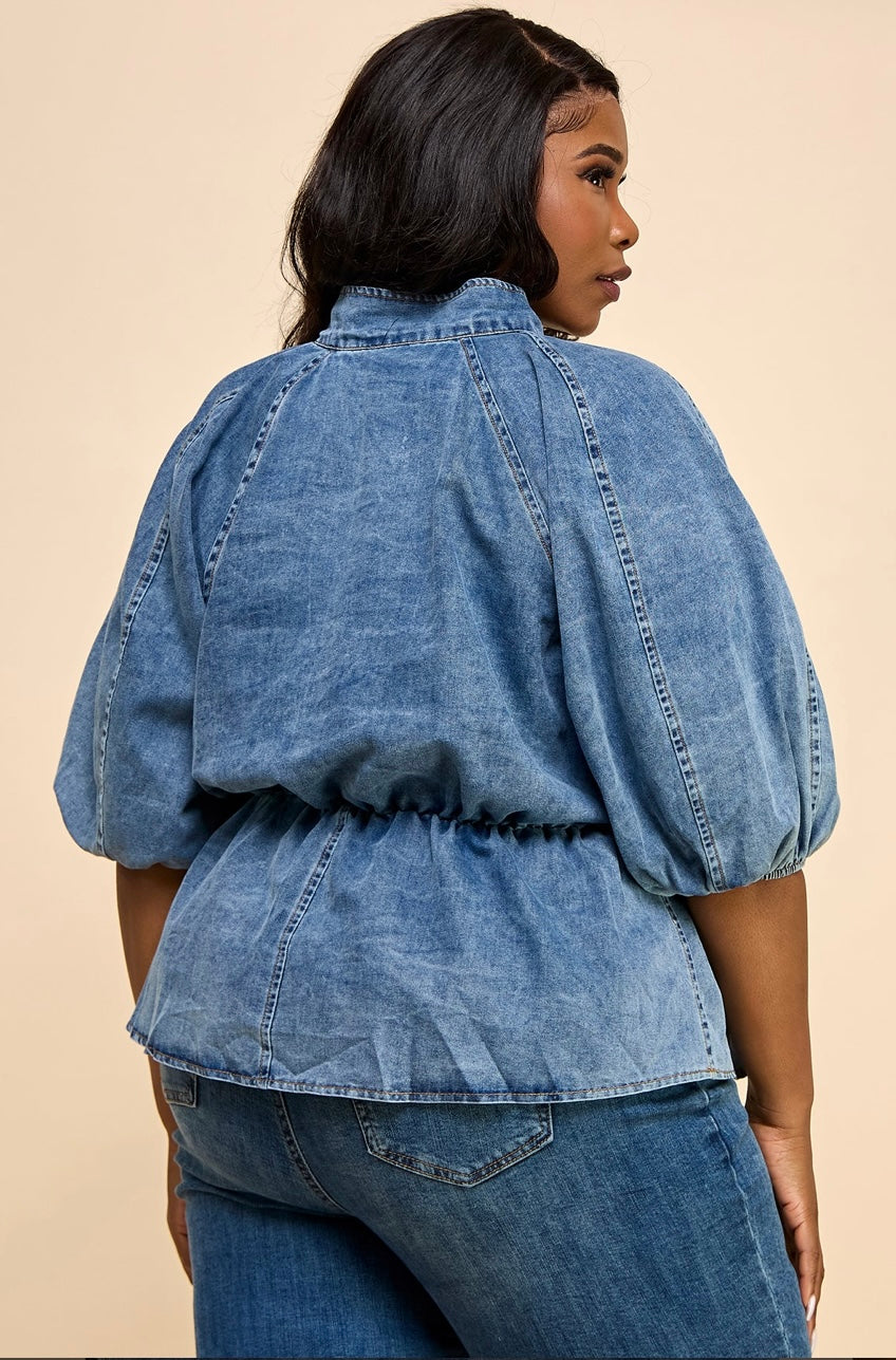 Tie The Knot Denim Top (Plus)