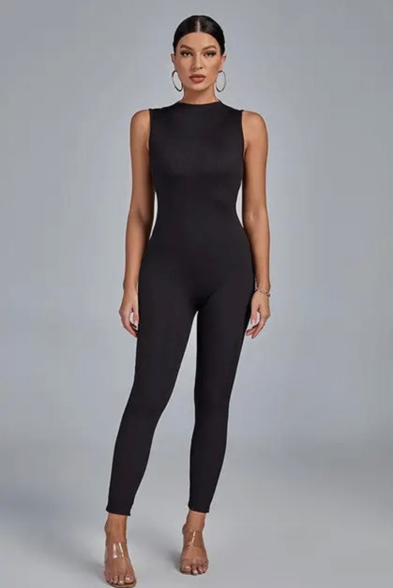 Sleeveless High Neck Back Zip Jumpsuit