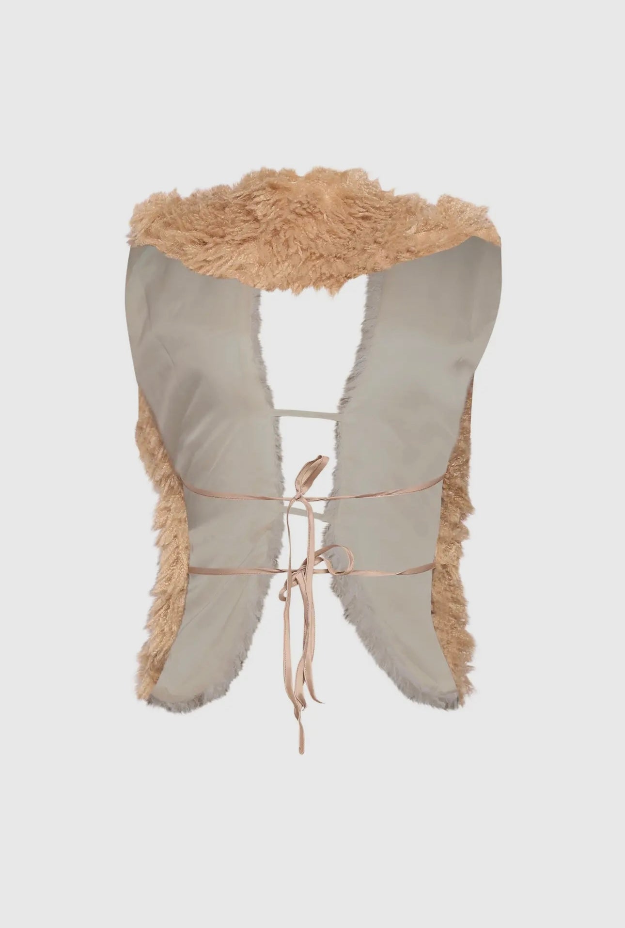 Faux Fur Open Back Sleeveless Vest