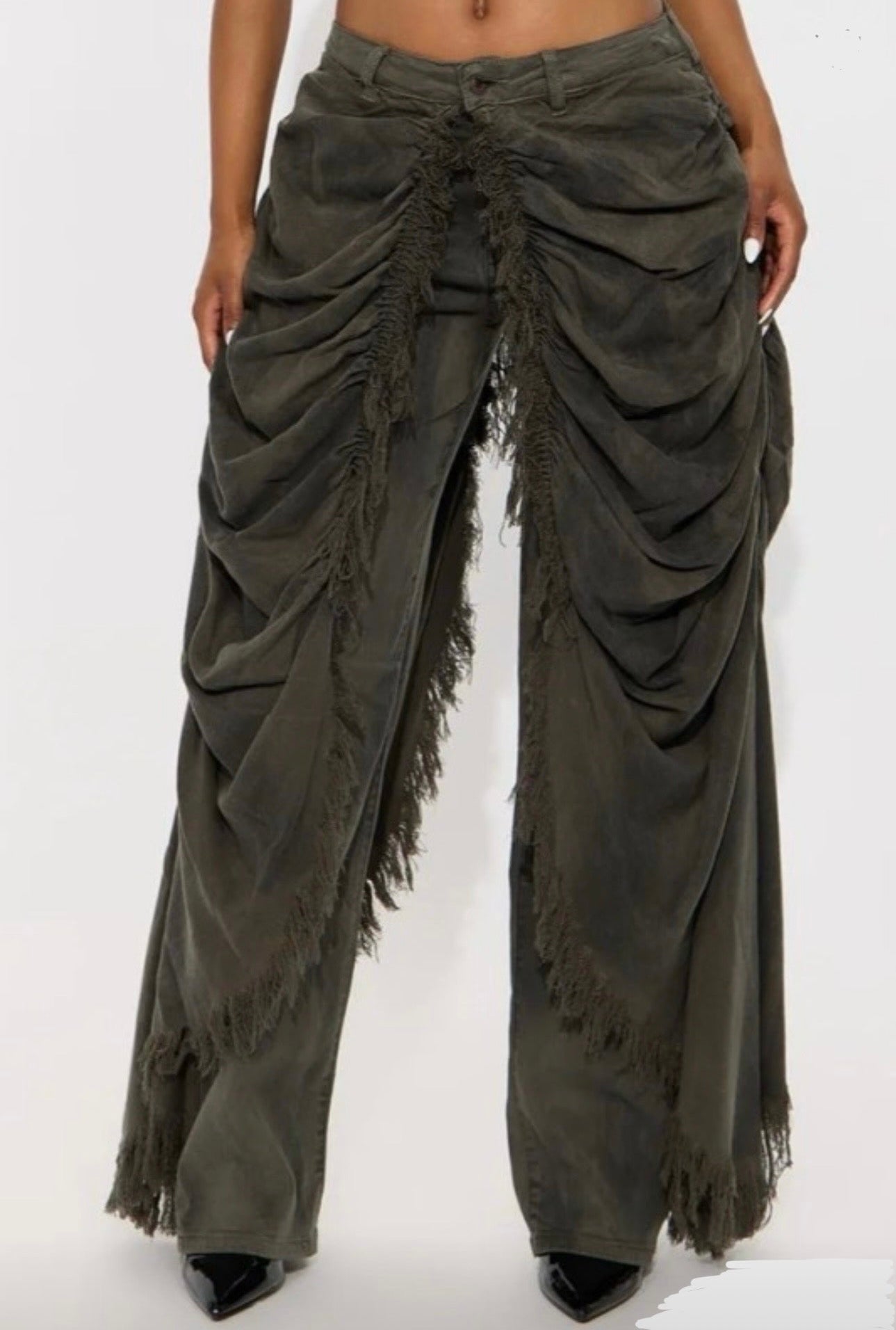 High Rise Layered Drapery Jeans