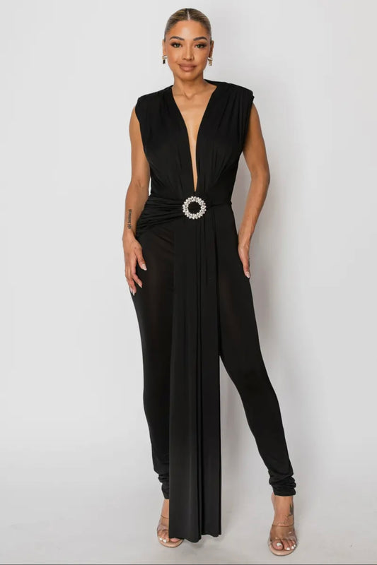 Deep V Line Evening Jumpsuit
