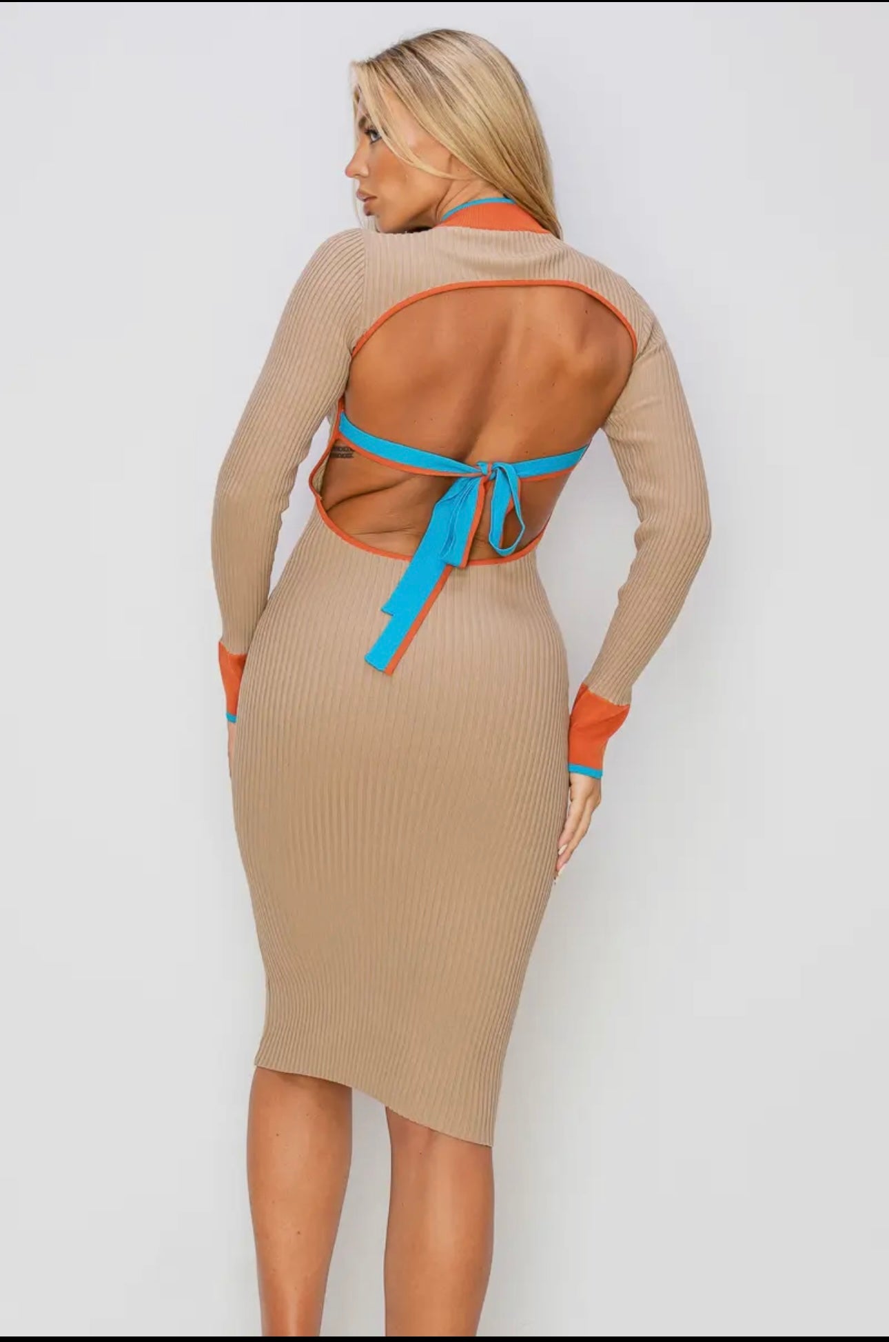Knit Open Back Detailed Dress