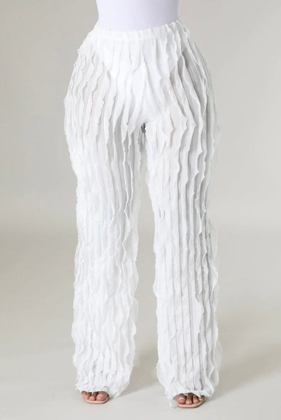 Ruffle Texture Mesh Pants