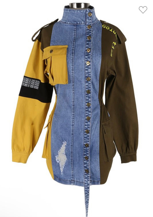 We Salute Olive Combo Dress/Jacket