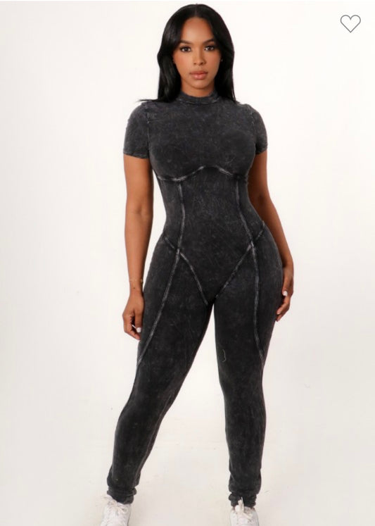 Mineral Washed Body-con Jumpsuit