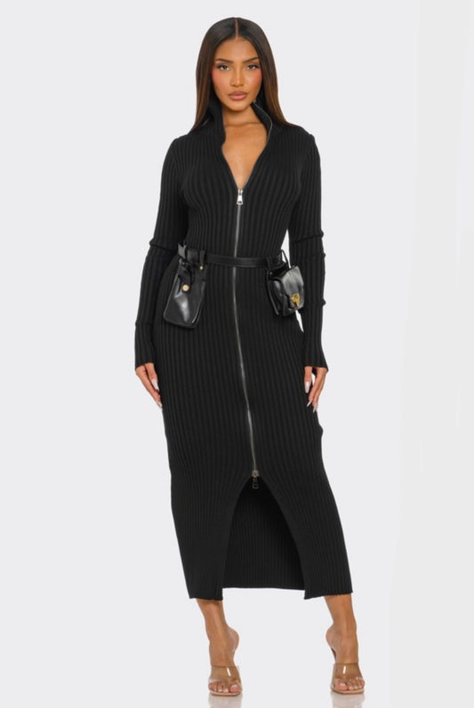 Utility Ribbed Knit Dress