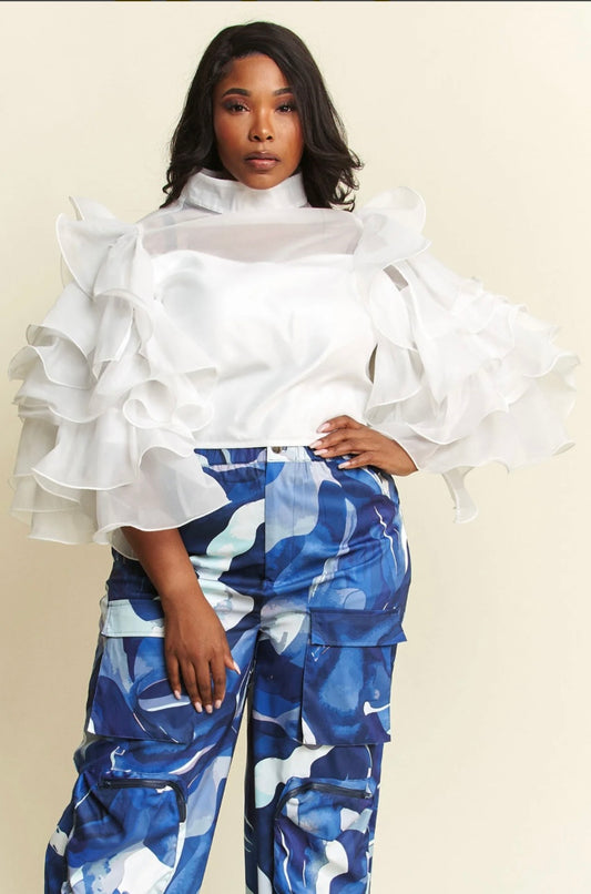Making A Statement Ruffle Sleeves Top (Plus)