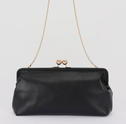 Faux Leather Frame Oversized Purse