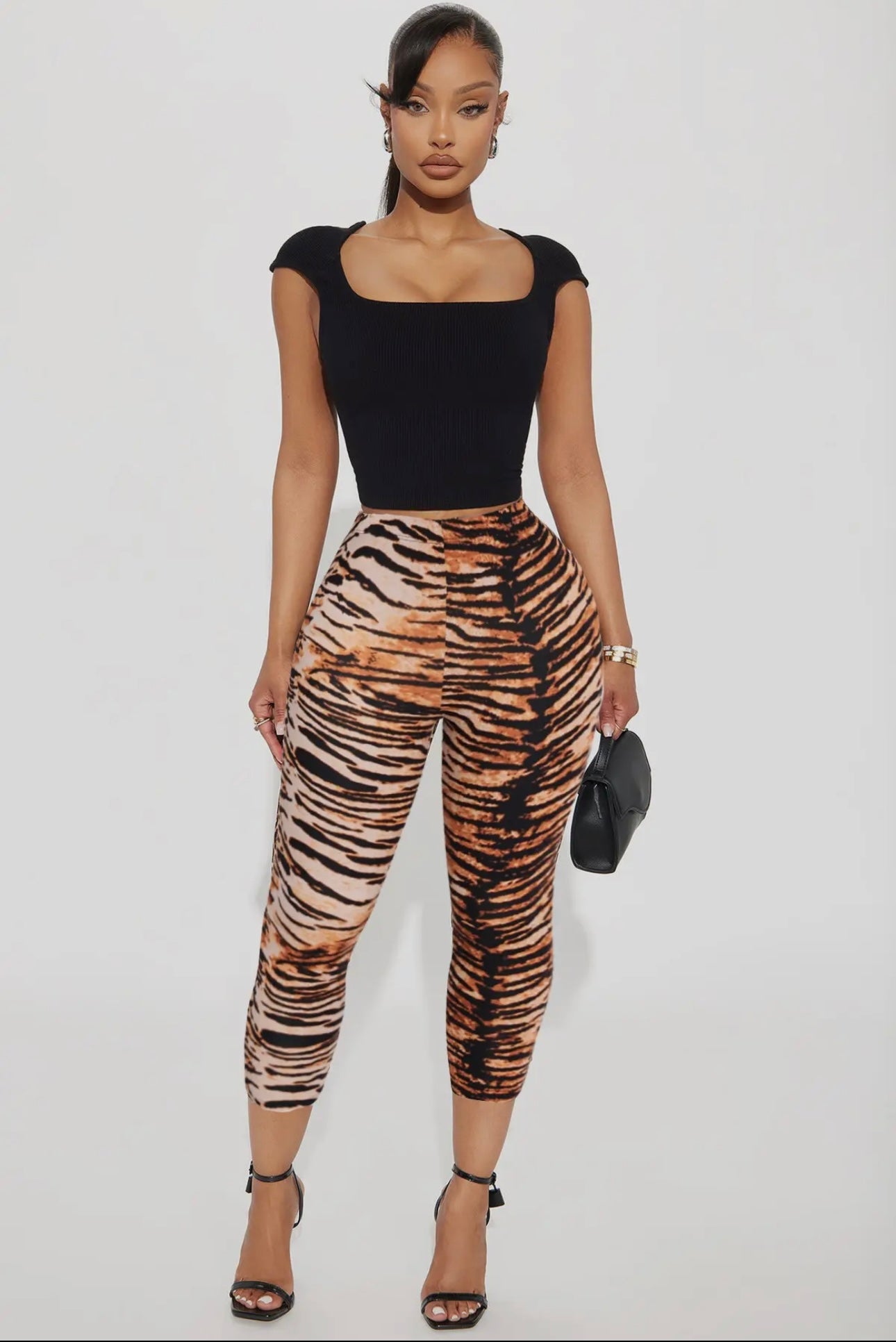 Tiger Printed Capri Leggings