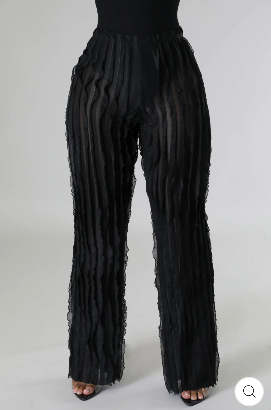 Ruffle Texture Mesh Pants