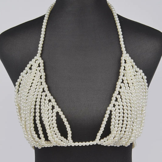 Faux Pearl Bra Top