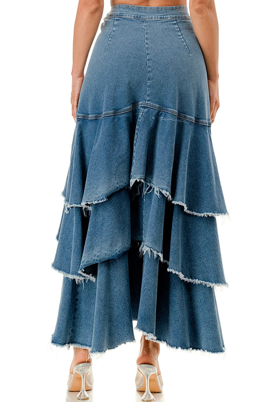 Long Ruffle Wrap Skirt