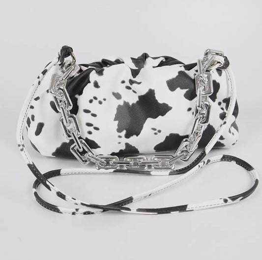 Faux Leather Cow Print Purse