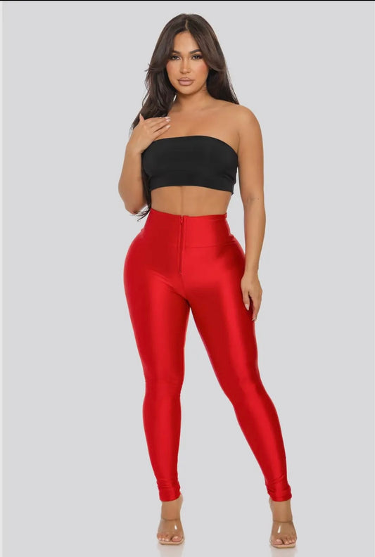 High Waist Zipper Nylon Leggings