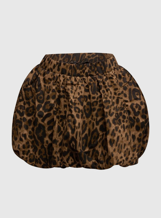 Leopard Twill Bubble Skirt