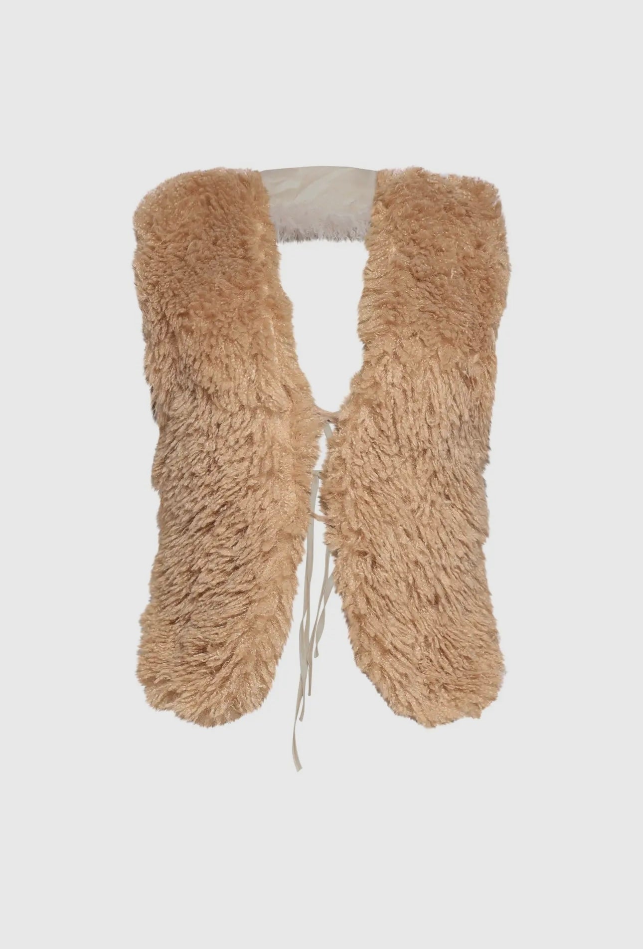 Faux Fur Open Back Sleeveless Vest