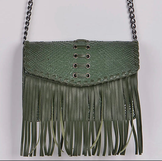 Snake Print Tassel Purse